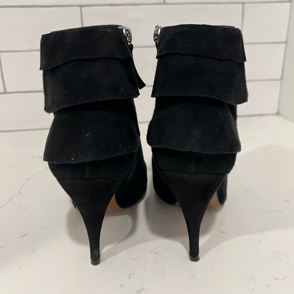 Moschino Suede Ruffle Boot Booties. Black. Size 9. Includes Box. EUC. - Picture 14 of 14